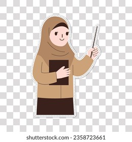 ilustración de stickers de profesores, elementos para el día del profesor, explica profesor de hijab