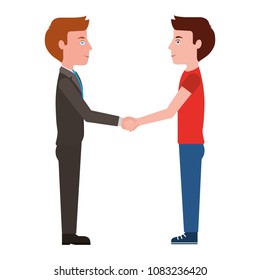 teacher and student boy hand shake