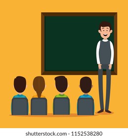 teacher with student characters