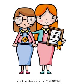 teacher with student to class education lesson
