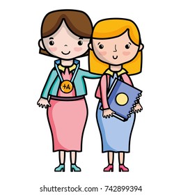 teacher with student to class education lesson