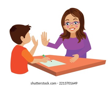 Teacher And Student Giving High Five