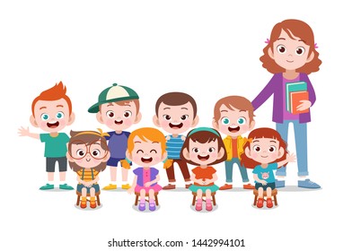 teacher and student happy vector illustration