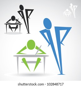 Teacher and student icon - vector illustration
