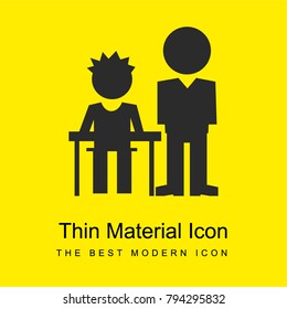 Teacher and student side by side one sitting the other standing bright yellow material minimal icon or logo design