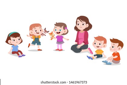 teacher with student together vector illustration