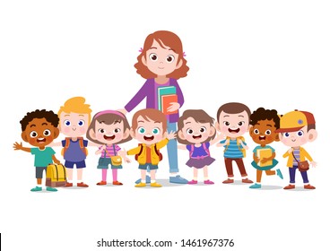 teacher with student together vector illustration