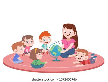 teacher with student vector illustration isolated