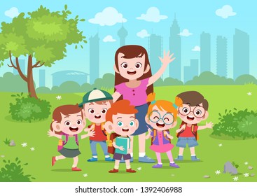 teacher with student vector illustration isolated