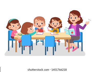 teacher with student vector illustration isolated