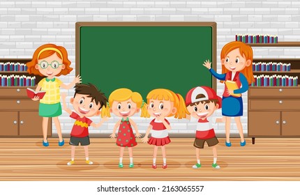 Lehrer und Schüler in der Klassenillustration