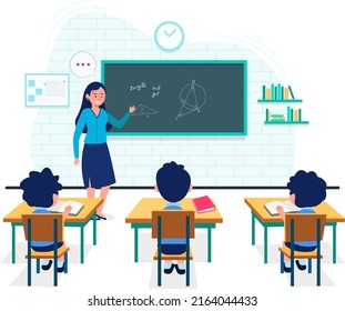 Teacher and students concept illustration