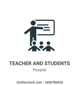 Teacher and students glyph icon vector on white background. Flat vector teacher and students icon symbol sign from modern people collection for mobile concept and web apps design.
