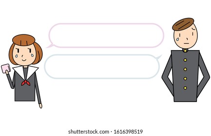 teacher and students' illustration set - message with cry a little