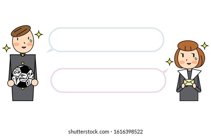 teacher and students' illustration set - message with delight