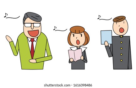 teacher and students' illustration set - singing