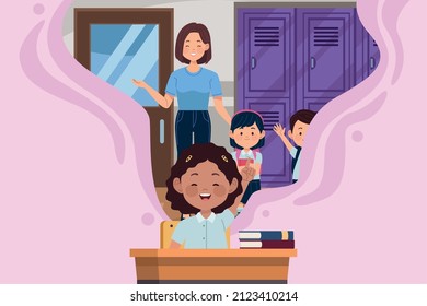 teacher and students scene characters