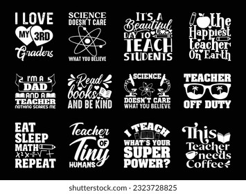 Teacher T shirt Design Bundle, Vector Teacher T shirt  design, Teacher's Day shirt,  Teacher typography T shirt design Collection