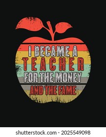 Teacher t shirt design and print template.