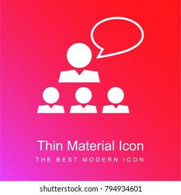 Teacher talking to a group red and pink gradient material white icon minimal design