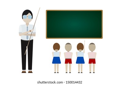 Teacher teach student in classroom - Vector illustration