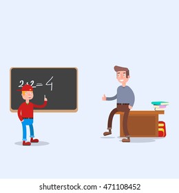The teacher teaches the student. EPS 10. vector