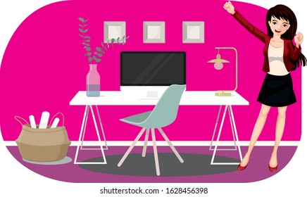 a teacher teaches us some lessons in a classroom with laptop and table