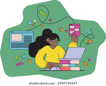 Teacher teaching, back to school, student learning, communication, learning, illustration