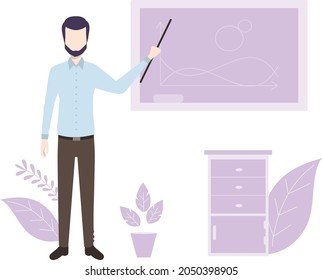 A teacher is teaching from the board.