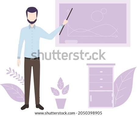 A teacher is teaching from the board.
