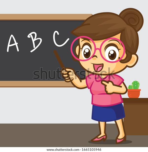 Teacher Teaching Teacher Cartoon Vector Cute: stockvector (rechtenvrij ...