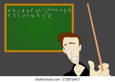 Teacher teaching children the alphabet