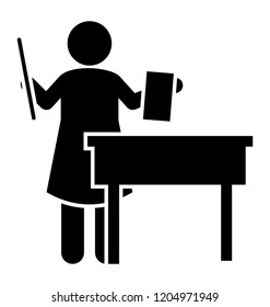 A teacher is teaching in the class, classroom icon 