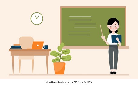 Teacher Teaching Class Vector Flat Illustration Stock Vector (Royalty ...