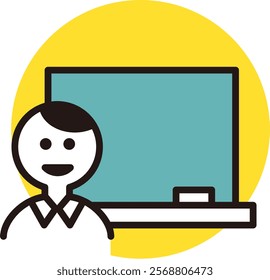 A teacher teaching a class. Vector material related to education and school.