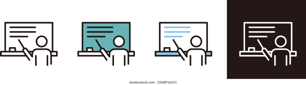 A teacher teaching a class. Vector material related to education and school.