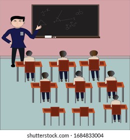 Lehrerunterricht in einer Vektorillustration von Collage Studierenden