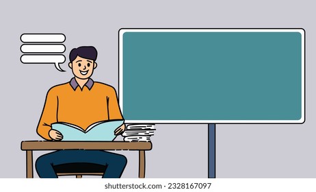 teacher teaching flat character illustration copyspace