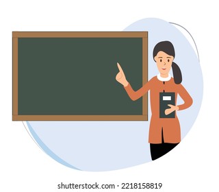 profesor enseñando frente a la pizarra. vector de diseño plano