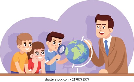profesor enseñando clases de geografía a sus alumnos