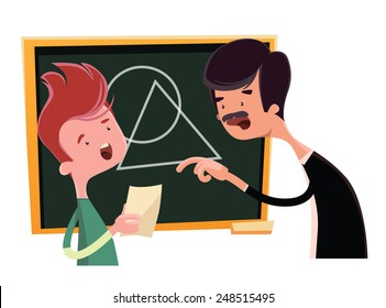 Teacher teaching geometric shapes vector illustration cartoon character