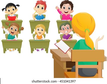 Teacher teaching a lesson in class at the elementary school