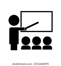 Teacher teaching lesson to pupils. Classroom or education. Vector.