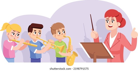 teacher teaching music class to his students