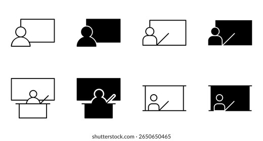 professor, ensino, conjunto de ícones de professor