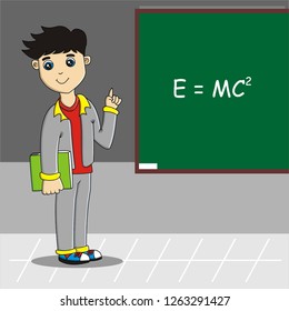 
The teacher is teaching at school