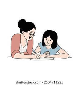 Teacher teaching student in the class