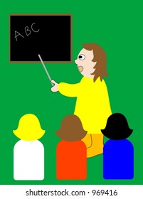 Teacher, teaching students.