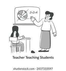 Teacher Teaching Students Flat Style Design Vector illustration. Stock illustration