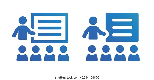 Teacher teaching students icon. Classroom symbol vector illustration.